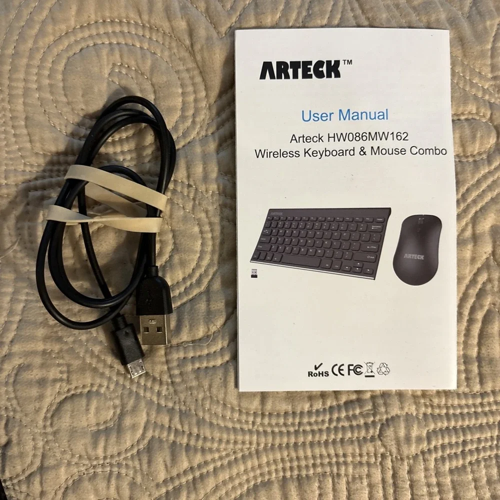 Arteck Slim Wireless Keyboard HW086 & Mouse MW162 Bundle, Rechargeable